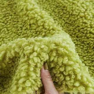 Lime Green Boucle Fabric | Plush Faux Cashmere