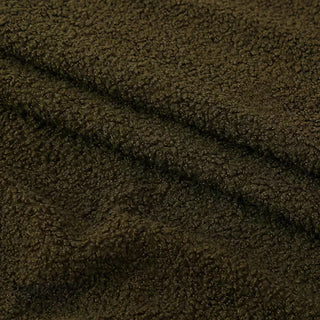 Olive Green Boucle Fabric - Plush Polyester Blend