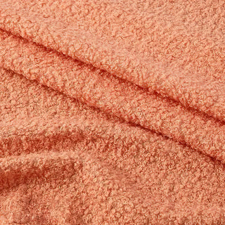 Coral Blush Boucle Fabric - Plush Polyester Blend