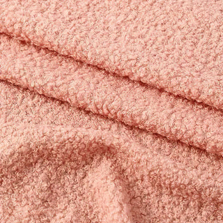 Pastel Pink Boucle Material - Plush Polyester Blend