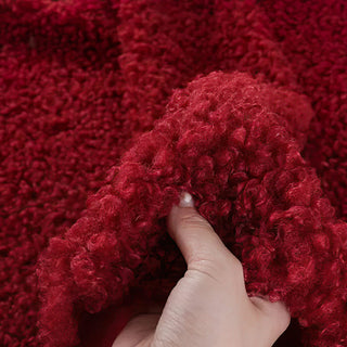 Burgundy Boucle Fabric | Plush Faux Cashmere