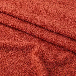 Rust Orange Boucle Fabric - Plush Polyester Blend