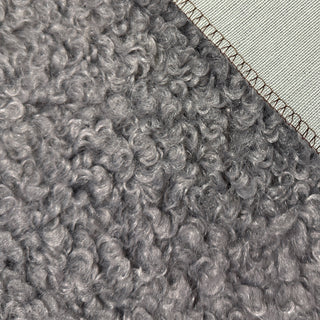 Silver Grey Boucle Fabric | 100% Polyester Plush Texture