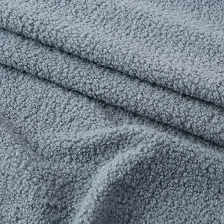 Steel Blue Boucle Fabric - Plush Polyester Blend