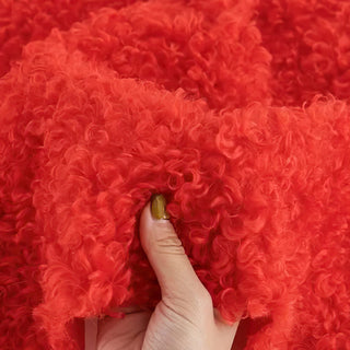 Vibrant Red Faux Wool Boucle Fabric | Plush Faux Cashmere