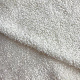 White Boucle Fabric | 100% Polyester Plush Texture