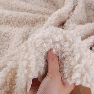 Ivory Boucle Fabric | Plush Faux Cashmere